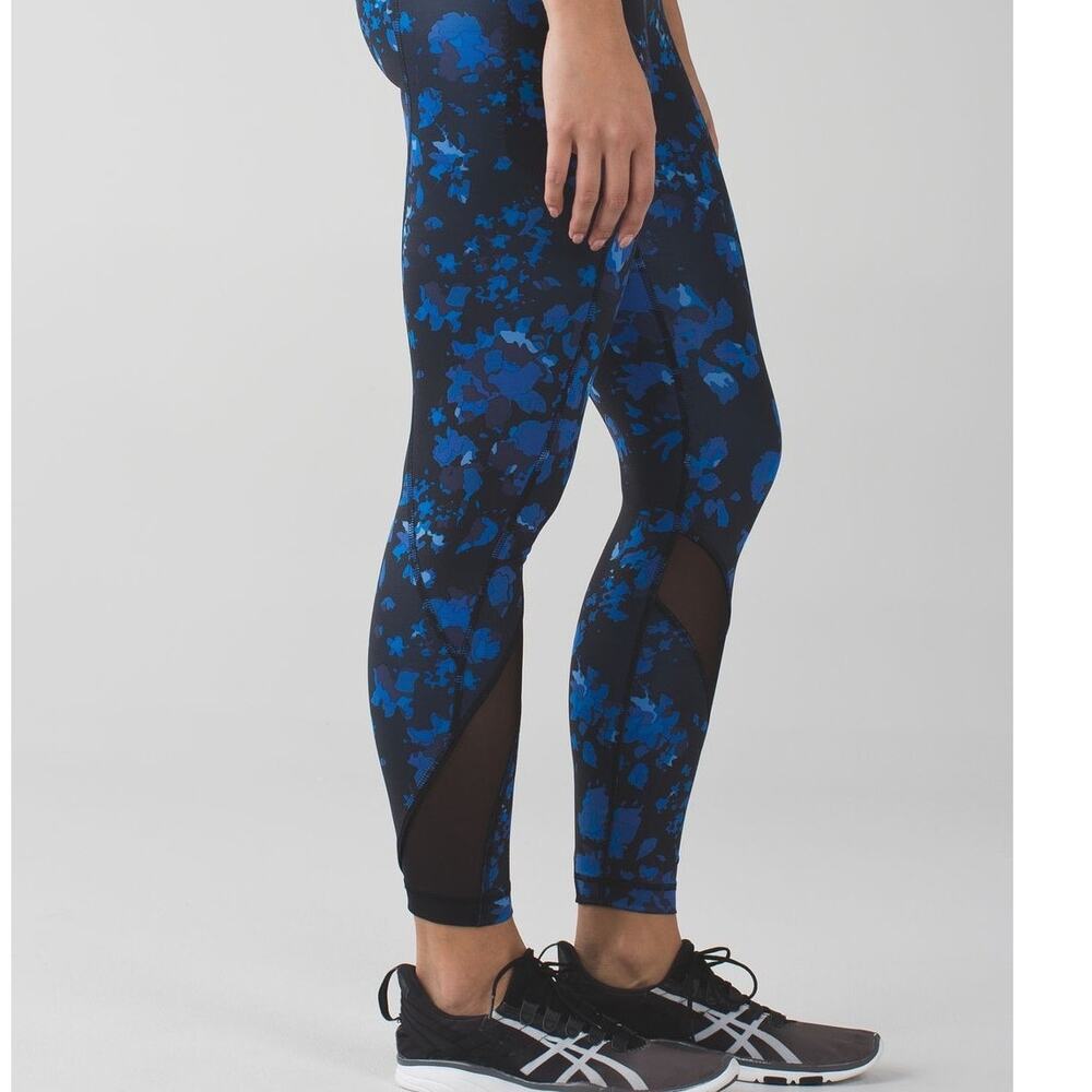 Lululemon Inspire Tight II Mesh Leggings Blue Dandy Digie Porcelaine Black Sz 8